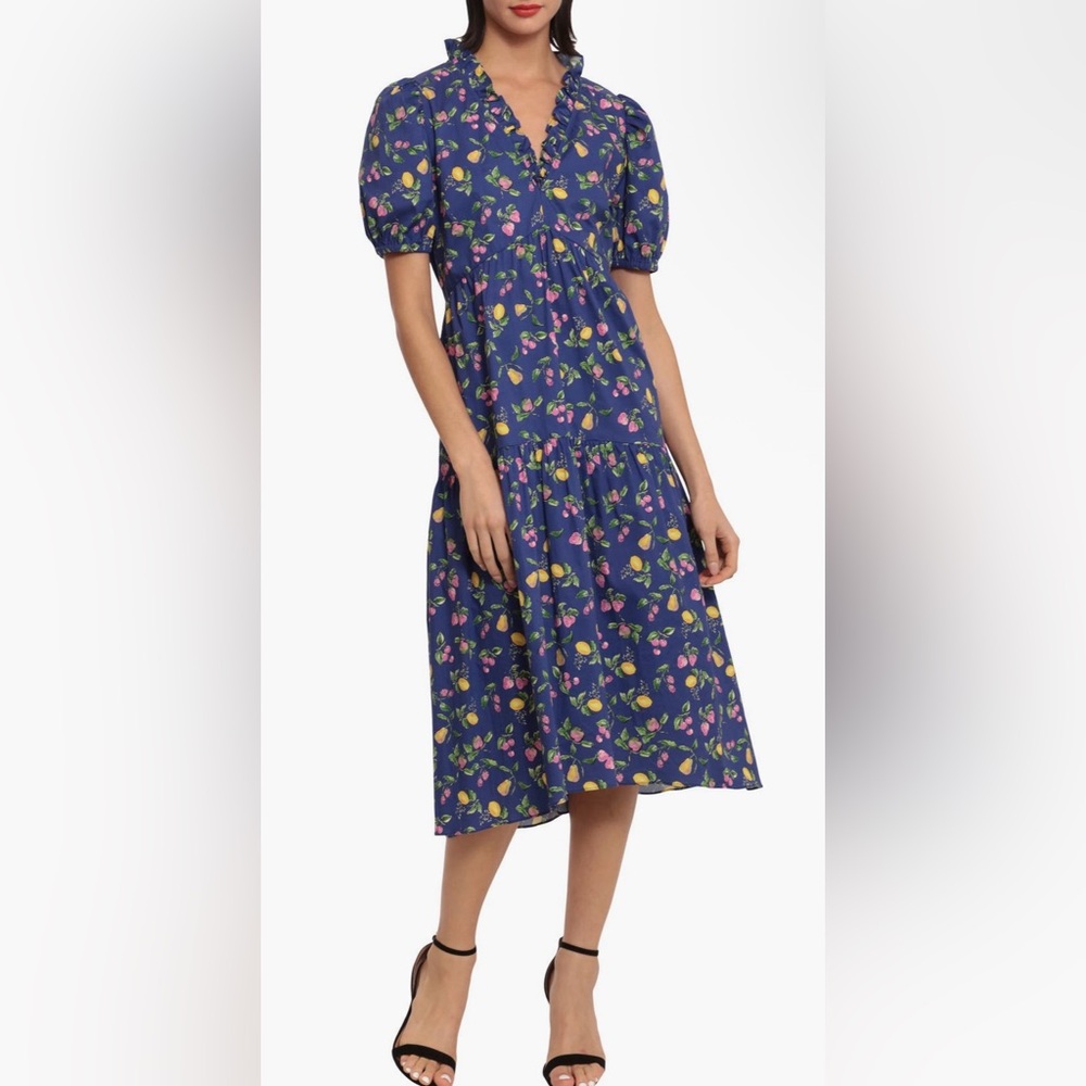 Donna Morgan Ruffle V- Neck Dress Size US 14